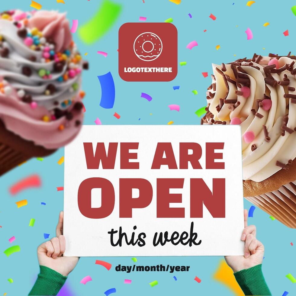 Cup Cake Reopens Instagram Post template
