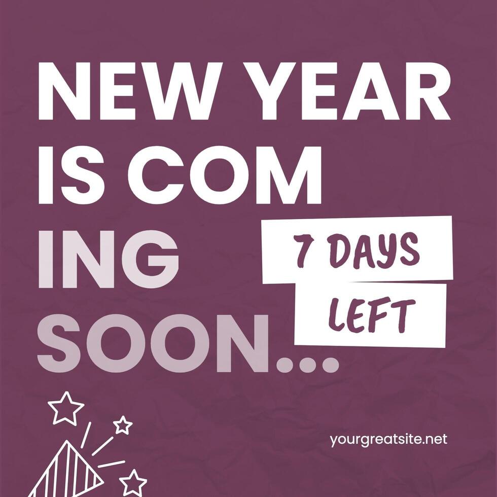 White Purple Minimalist New Year Countdown Instagram Post template