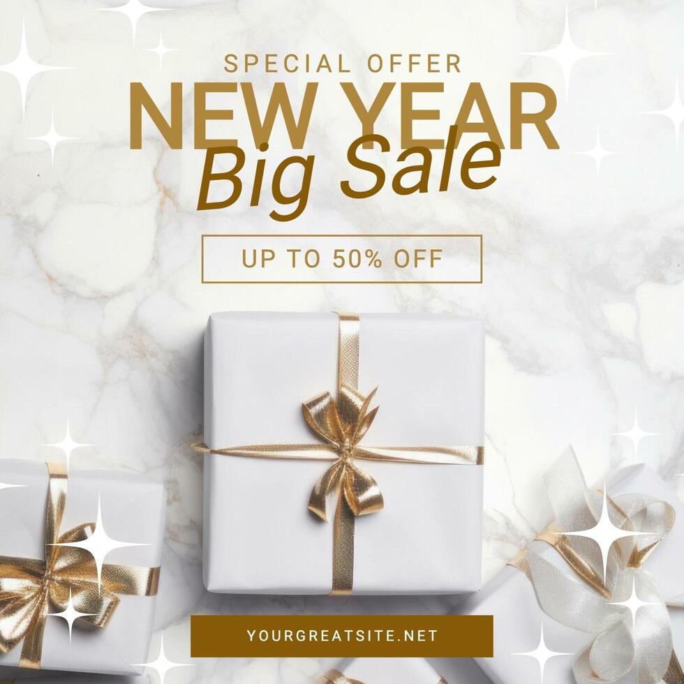 Beige Sparkling New Year Sale Instagram Post template
