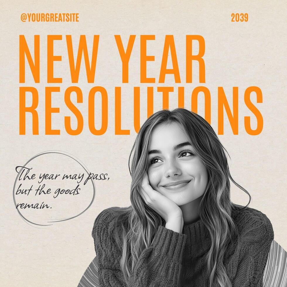 new year resolutions for social media post template