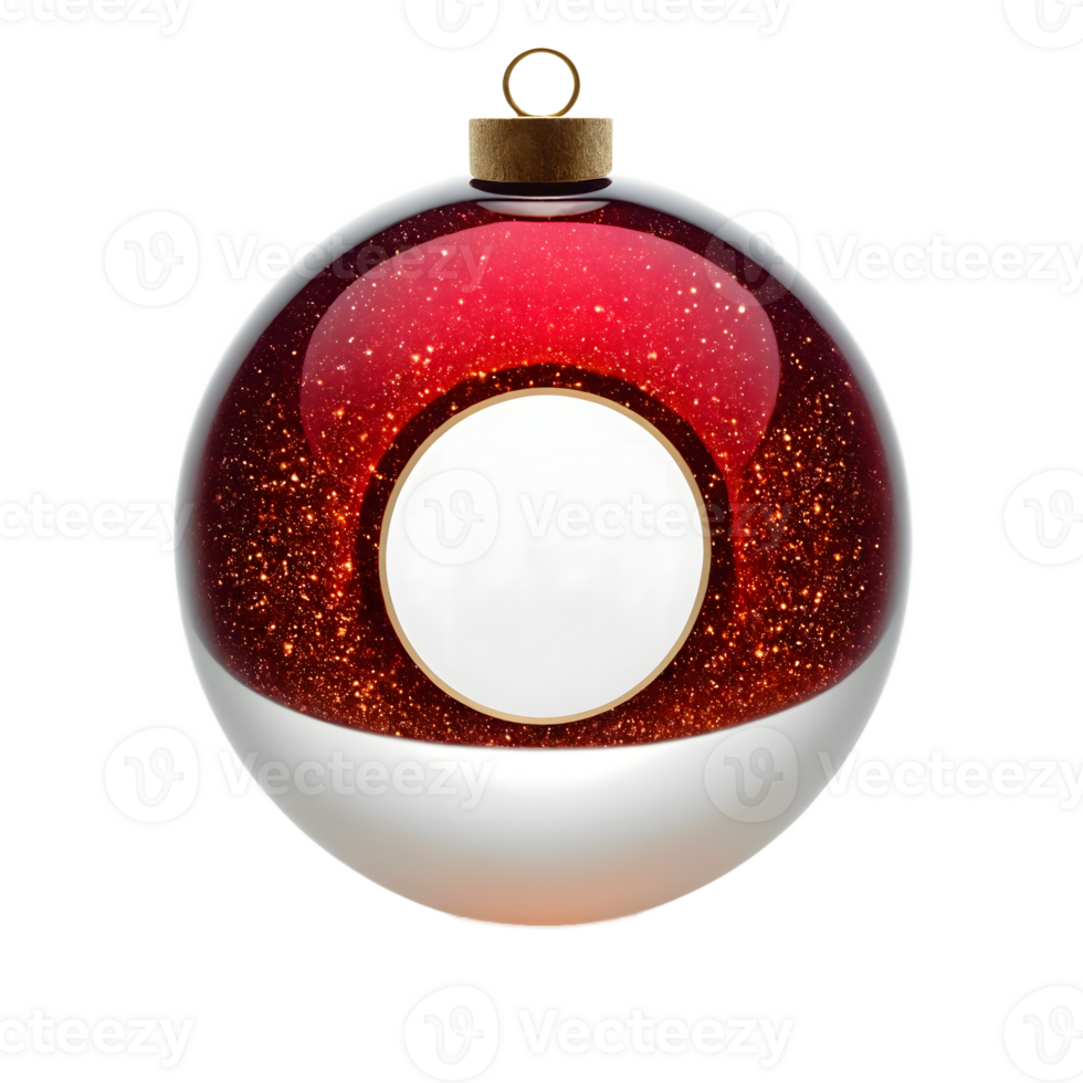 A red and white christmas ornament with a white circle png