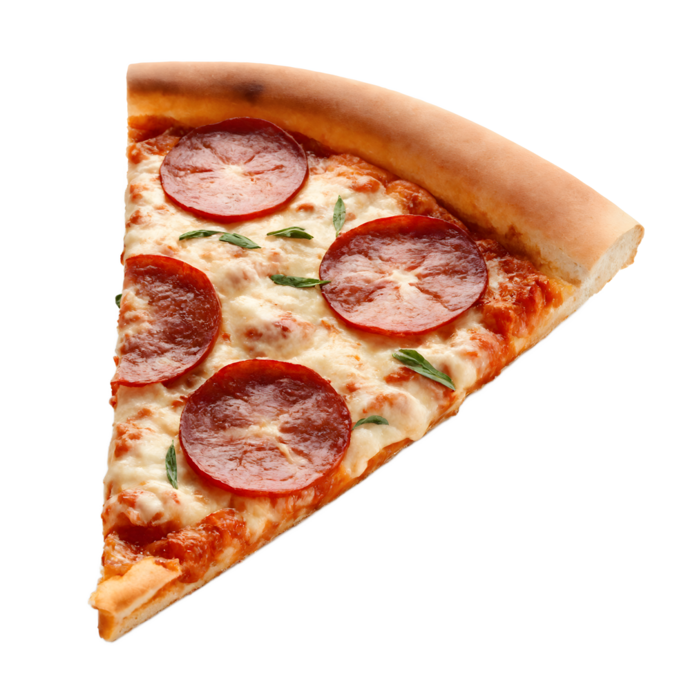 a slice of pepperoni pizza transparent png