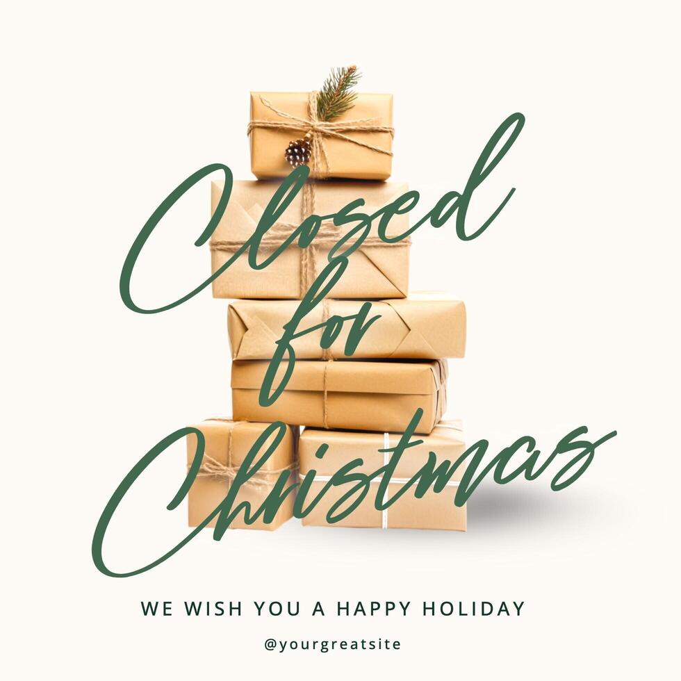 christmas holiday annnouncement for social media post template