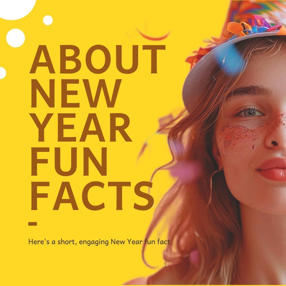 Yellow New Year Fun Facts Linkedin Post template