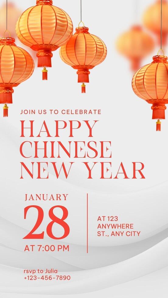 White Chinese New Year Party Instagram Story template