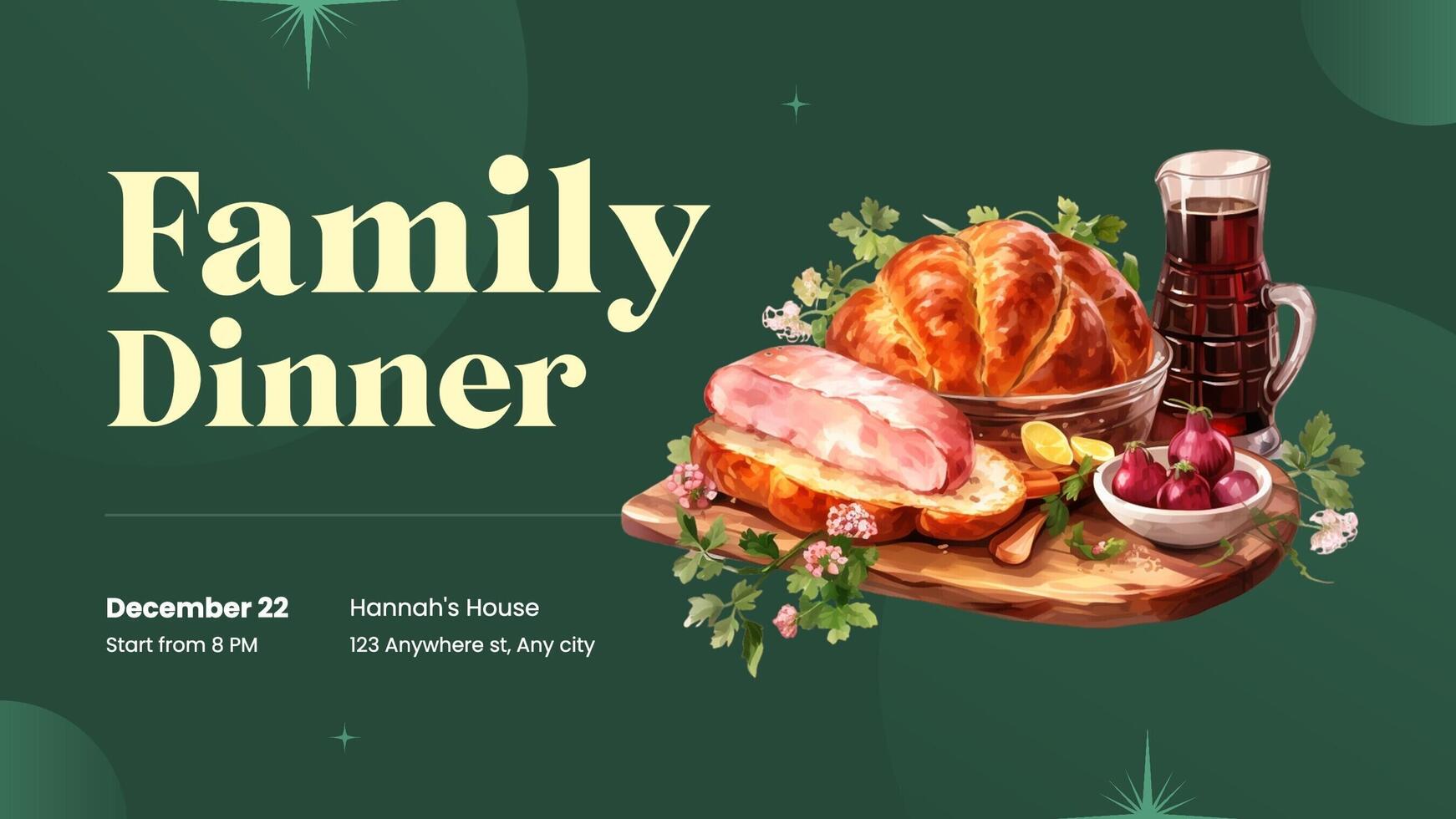 green luxury family dinner invitation twitter post template