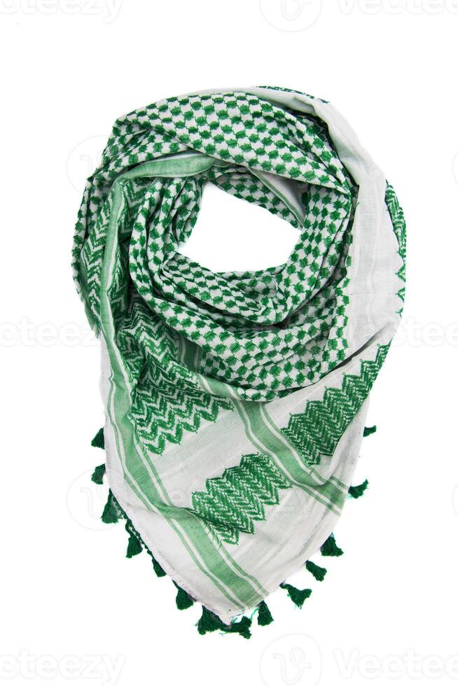 Green arabic scarf isolated on white background photo