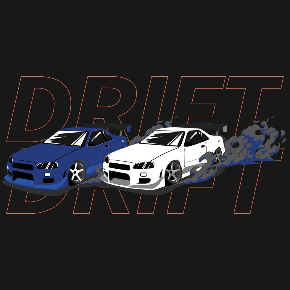 drift car design for cloth design vector