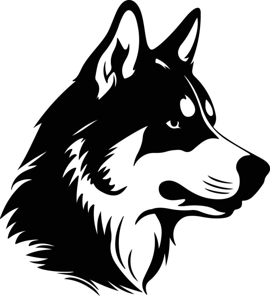 charming Black silhouette of Siberian husky head vector