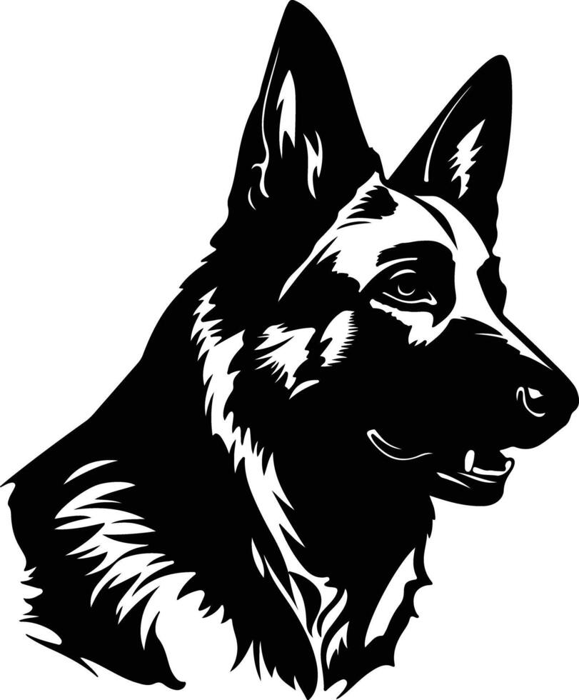 Black silhouette of German shepherd head vector