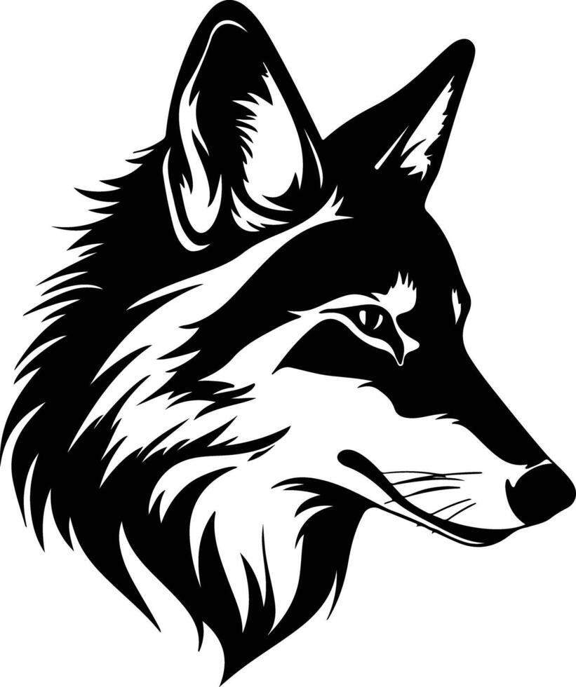 captivating Black silhouette of coyote head vector