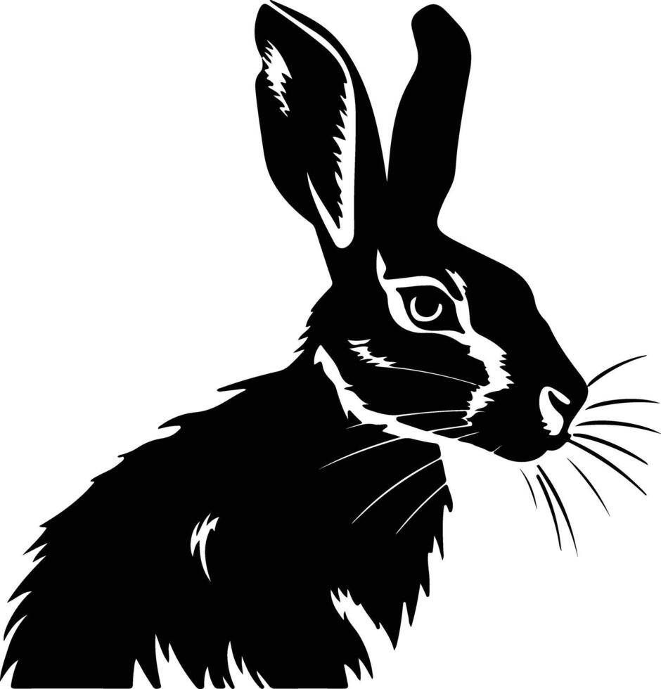 Black silhouette of hare head vector