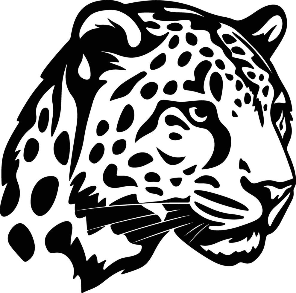 heartwarming Black silhouette of snow leopard head vector