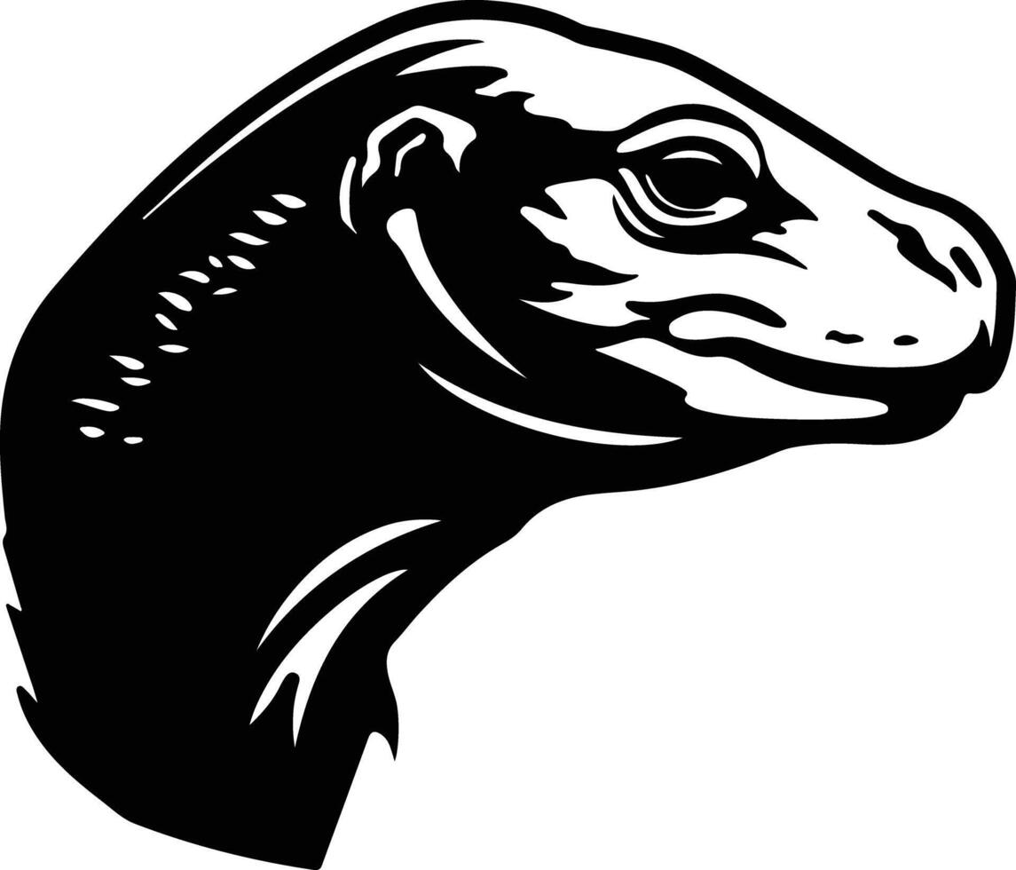 captivating Black silhouette of Komodo dragon head vector