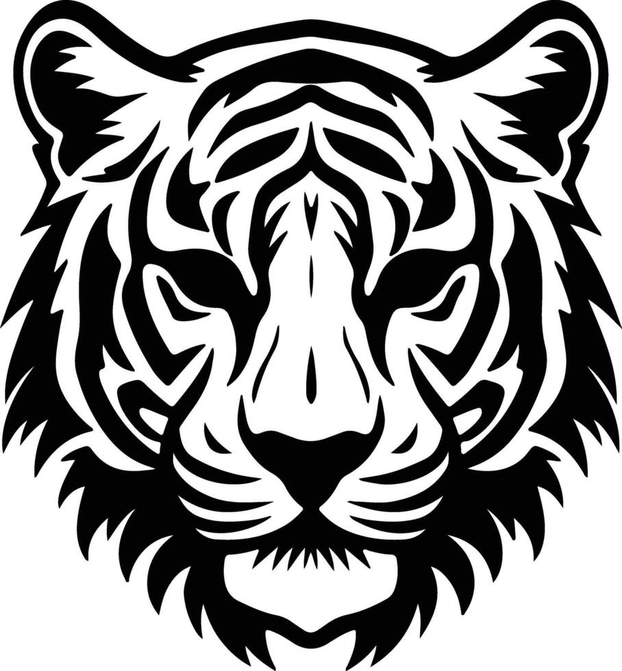 sweet Black silhouette of white Bengal tiger head vector