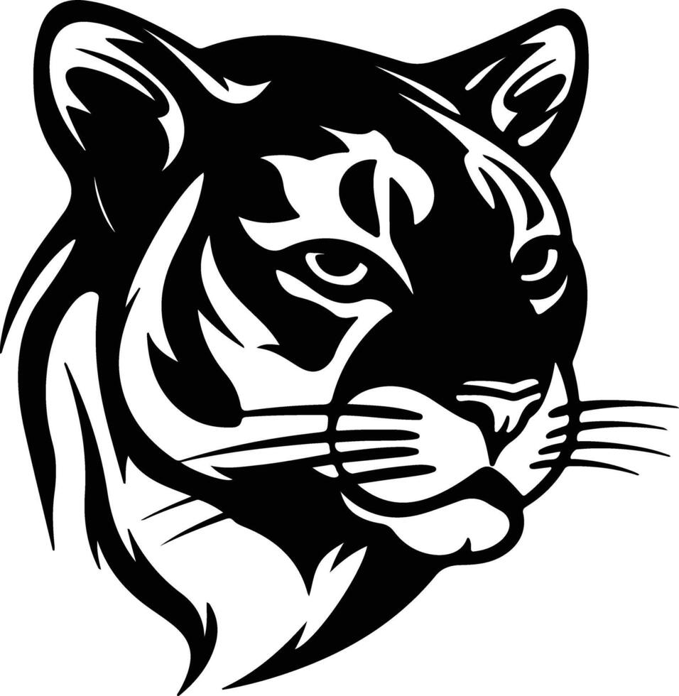 endearing Black silhouette of cougar head vector