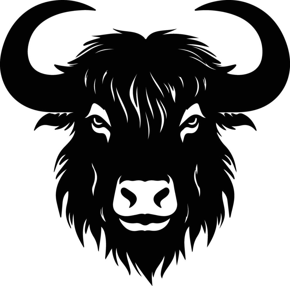 cuddly Black silhouette of yak head vector