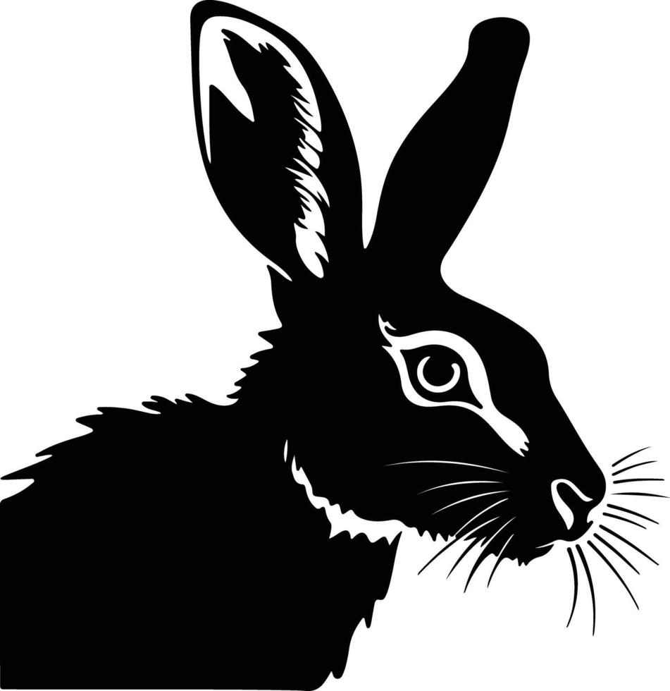 endearing Black silhouette of lagomorph head vector
