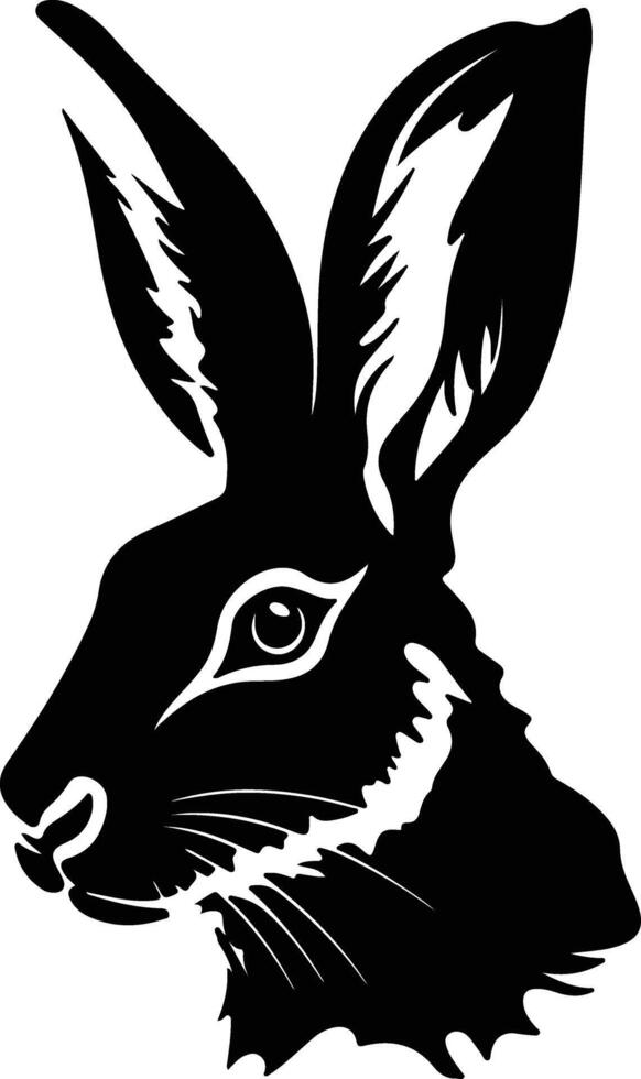adorable Black silhouette of jack rabbit head vector