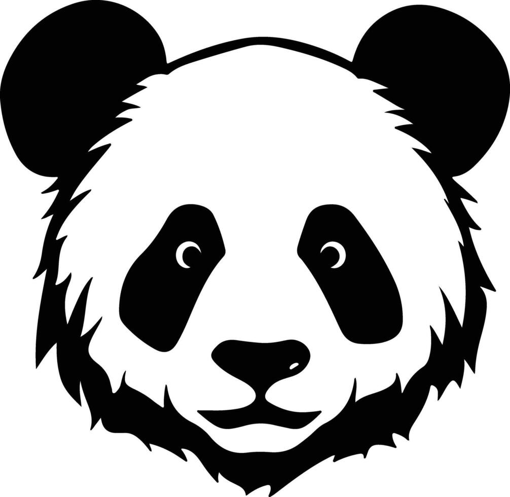 heartwarming Black silhouette of panda head vector