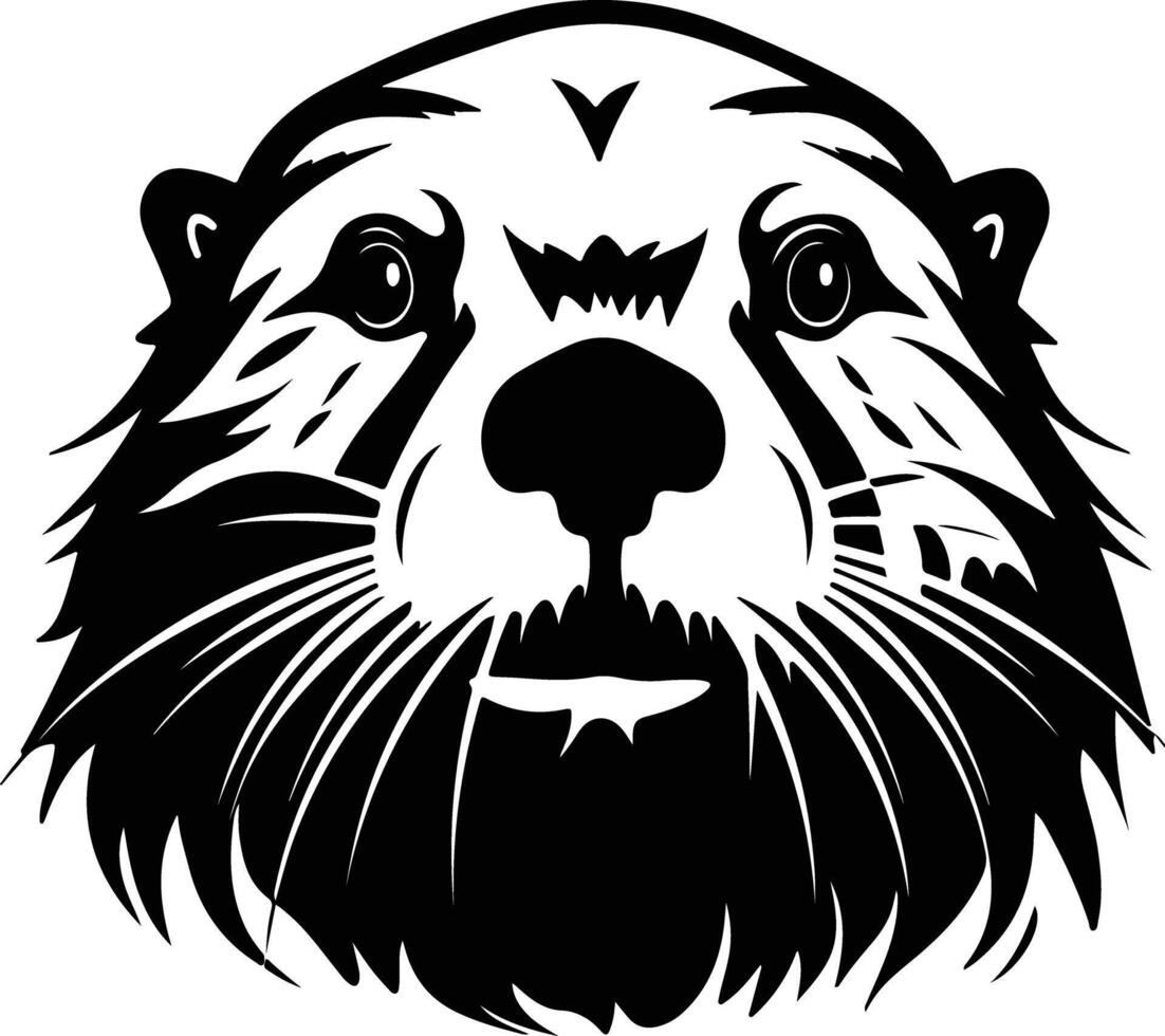 endearing Black silhouette of sea otter head vector