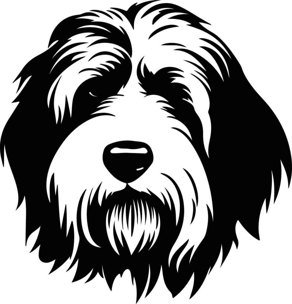 angelic Black silhouette of old English sheepdog head vector