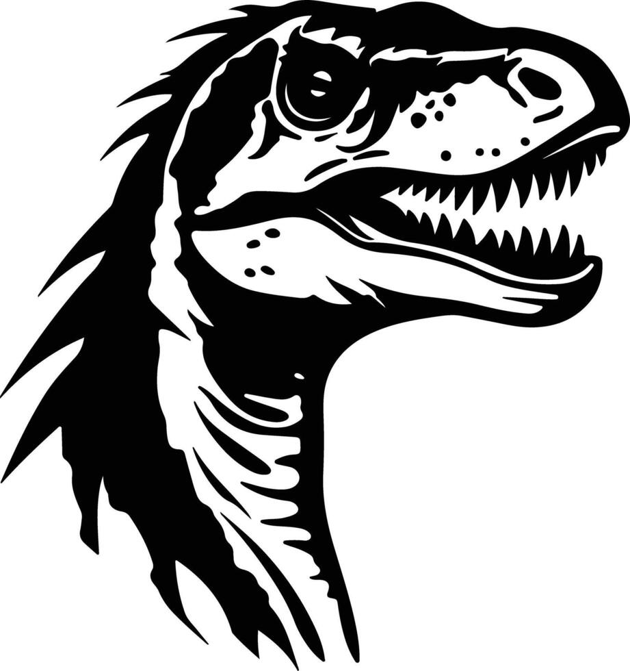 angelic Black silhouette of Utahraptor head vector
