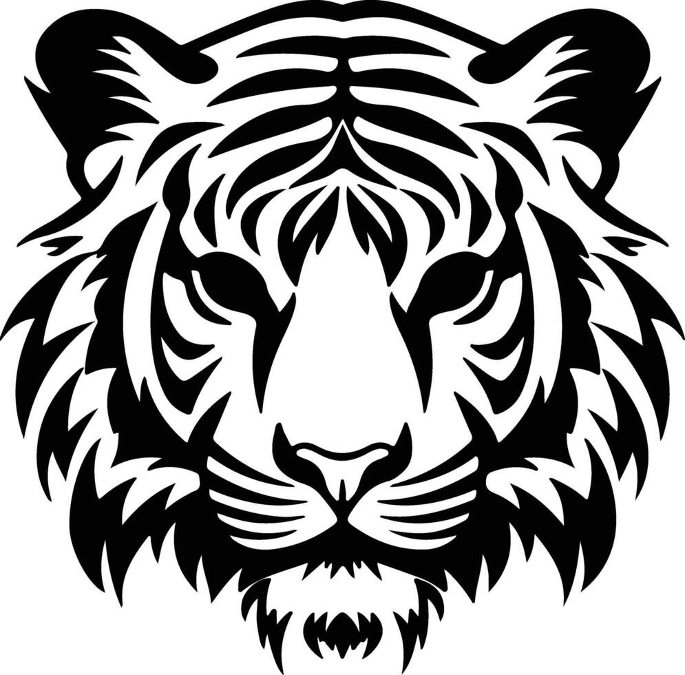 cuddly Black silhouette of tiger head vector