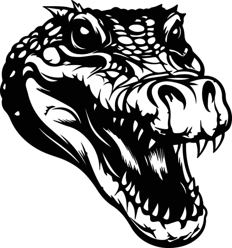 cuddly Black silhouette of caiman head vector