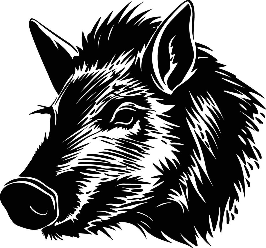 heartwarming Black silhouette of collared peccary head vector