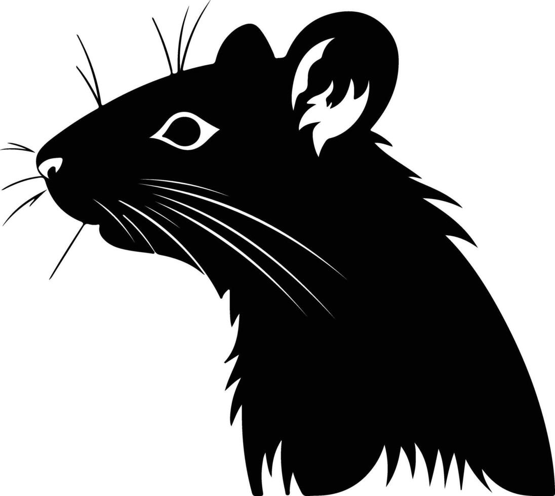 lovely Black silhouette of rat head vector