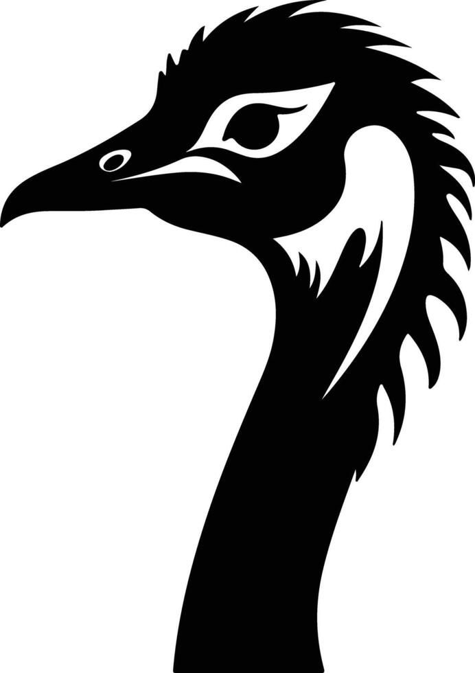 angelic Black silhouette of Ornithomimus head vector