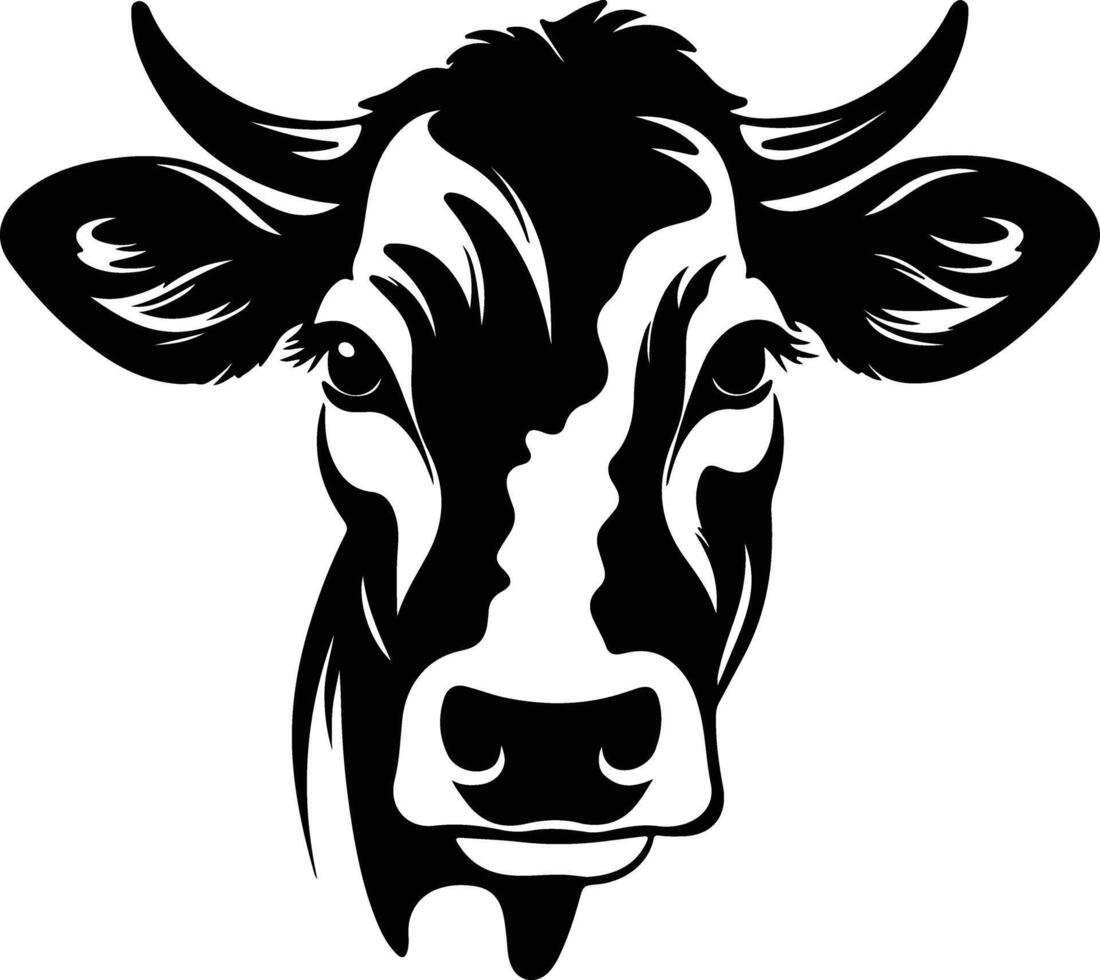 captivating Black silhouette of cattle head vector