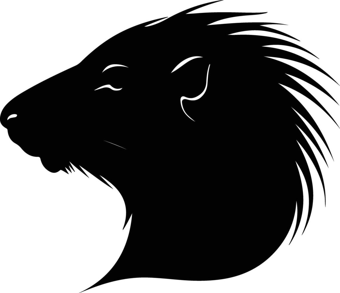 graceful Black silhouette of capybera head vector