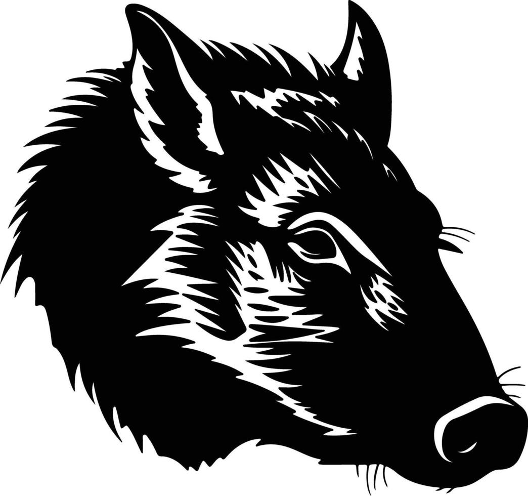 precious Black silhouette of collared peccary head vector