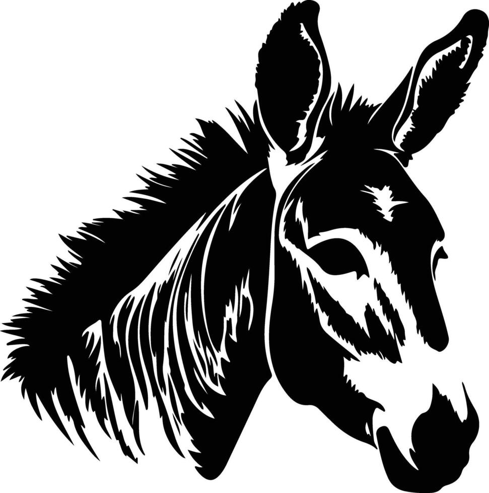charming Black silhouette of donkey head vector