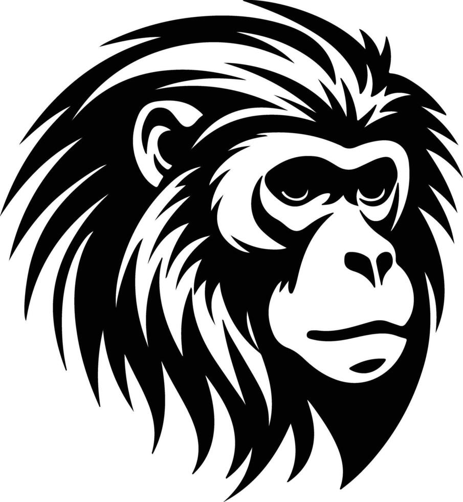 radiant Black silhouette of howler monkey head vector