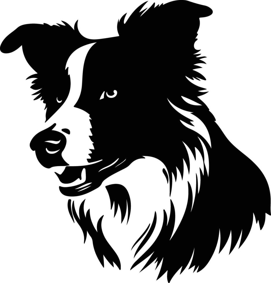 endearing Black silhouette of border collie head vector