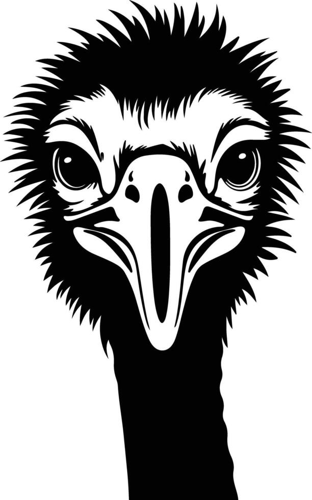 sweet Black silhouette of ostrich head vector