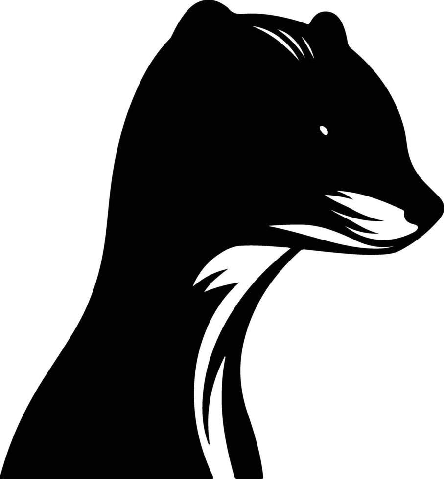 charming Black silhouette of yellow mongoose head vector