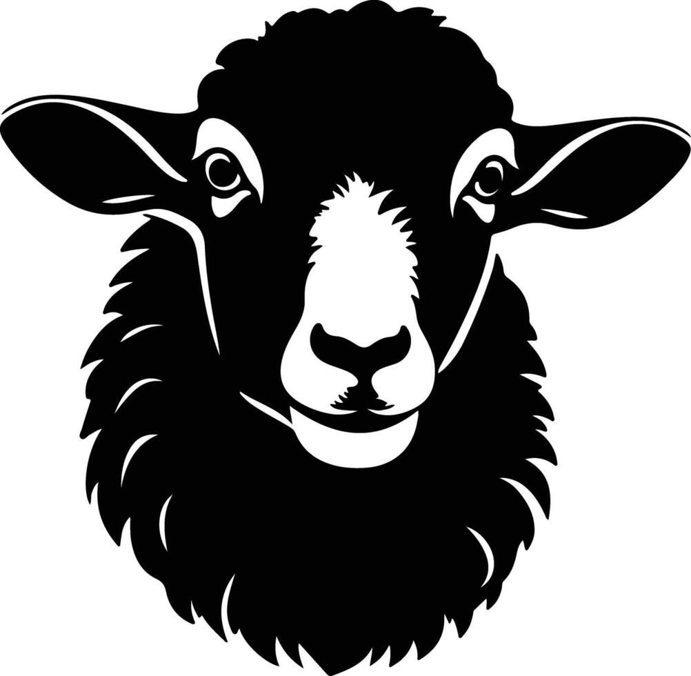 adorable Black silhouette of sheep head vector