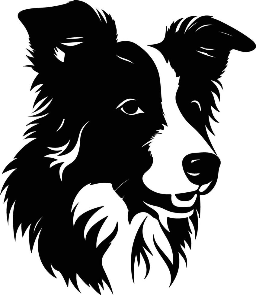 angelic Black silhouette of border collie head vector