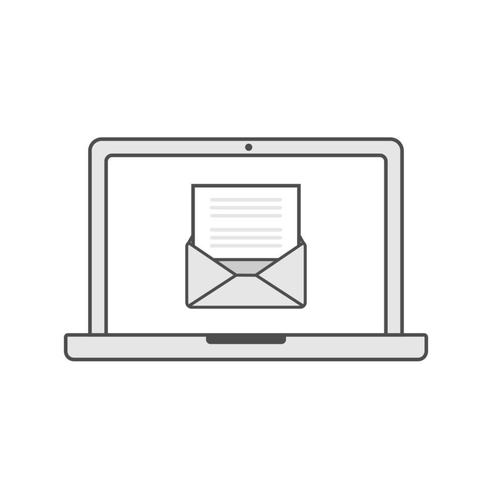 illustration of a laptop displaying email vector