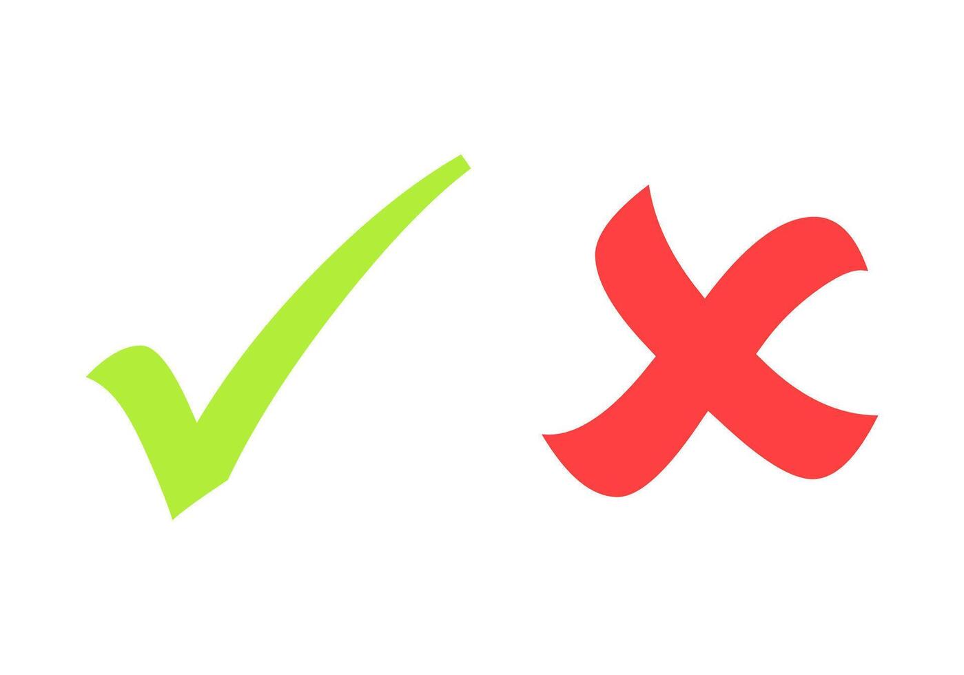 Stock Green check mark and red cross mark. vector