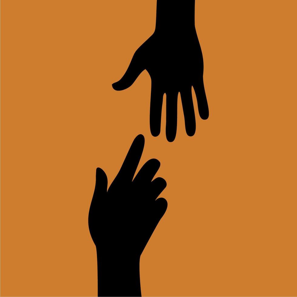 Silhouette of human hands helping each other vector