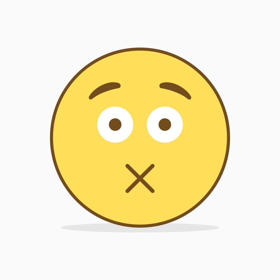 Nothing to say colored emoji sticker icon. vector