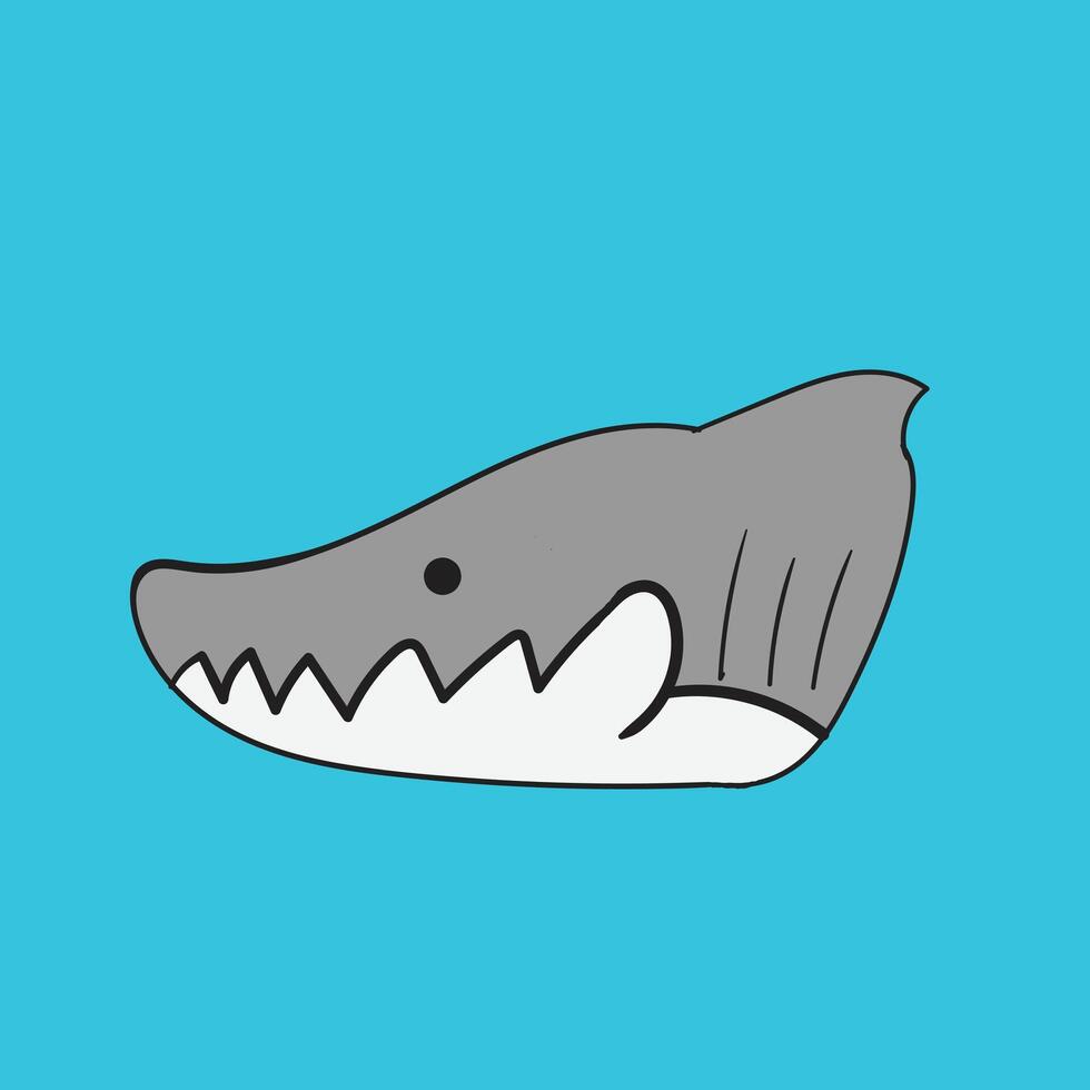 a cartoon drawing of a shark with blue Background vector