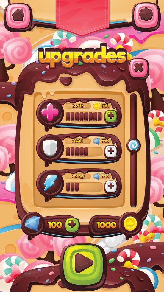 Chocolate Candy Casual Game UI Shop Window vector