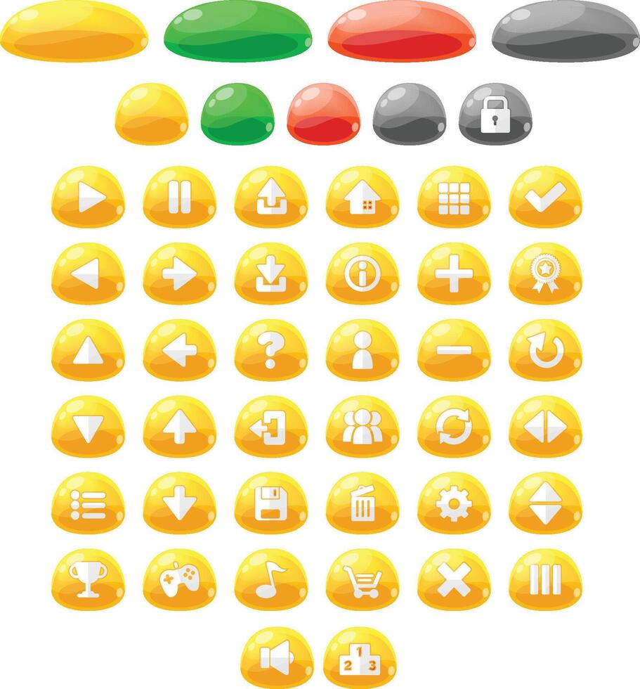 Yellow Jelly Casual Game UI Button Pack vector