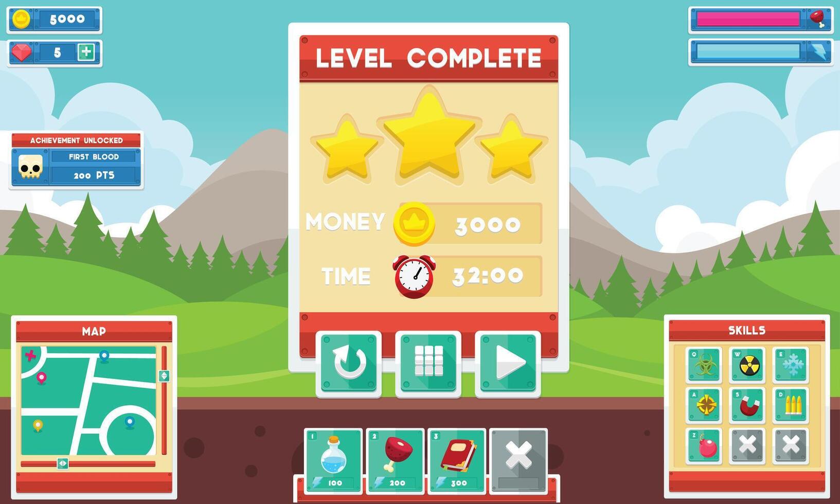 Minimalist Casual Game User Interface vector